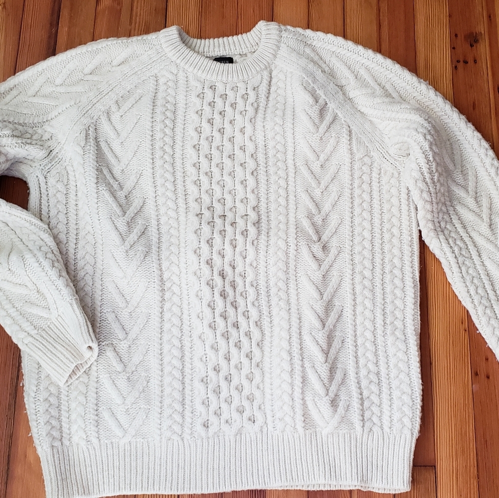 J. CREW Wool Cable-knit Fisherman Sweater XL